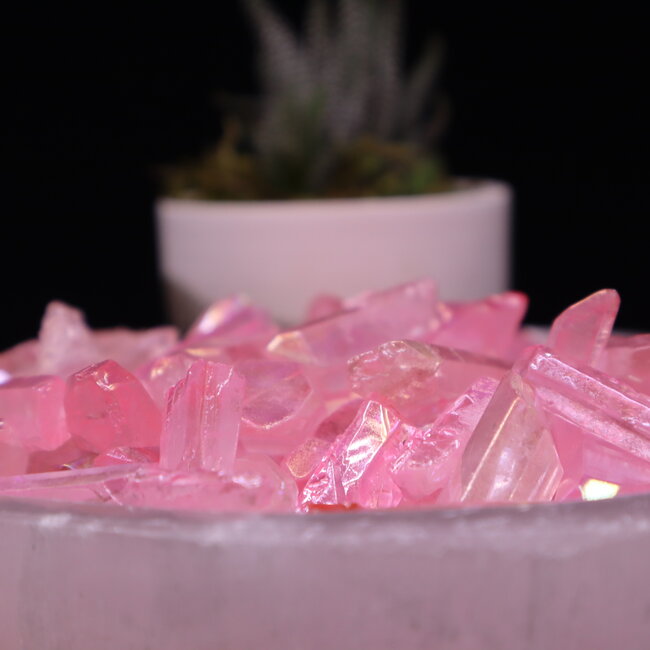 Pink (Rose) Aura Clear Crystal Quartz - Points Rough Raw