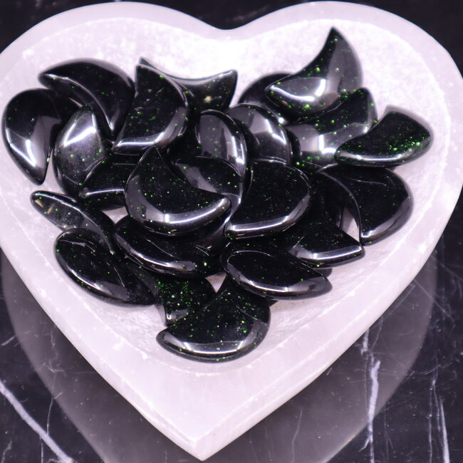 Green Sandstone (Goldstone) Sand Stone Medium Crescent Moons