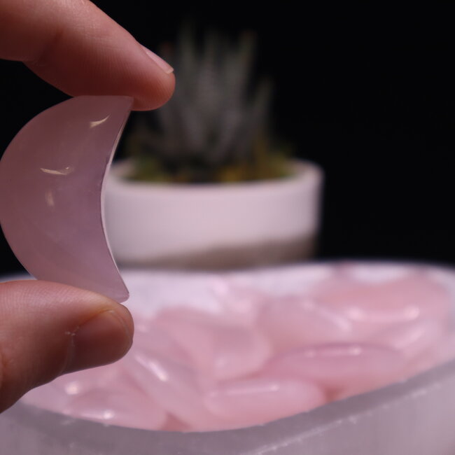 Rose Quartz Crescent Moons - Medium