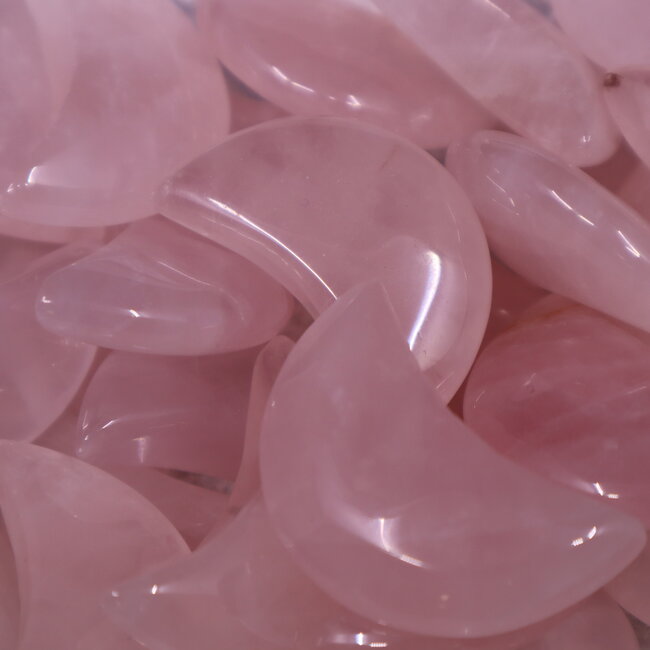 Rose Quartz Crescent Moons - Medium