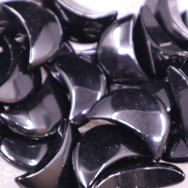 Black Obsidian Crescent Moon - Medium
