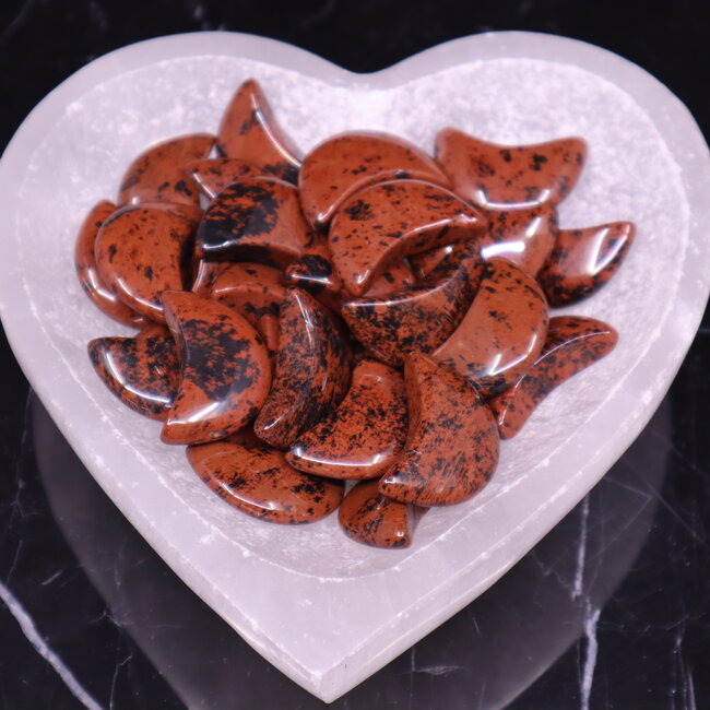 Mahogany Obsidian Crescent Moons - Medium