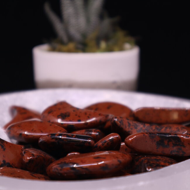 Mahogany Obsidian Crescent Moons - Medium