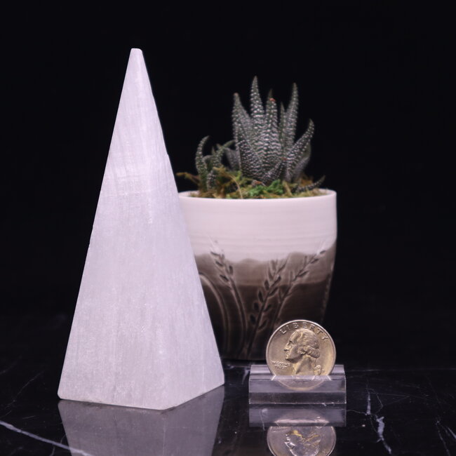 Selenite (Satin Spar Gypsum) Tall Pyramid - 4"