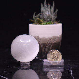 Selenite (Satin Spar Gypsum) Sphere Orb - Medium 45mm & Sphere Stand