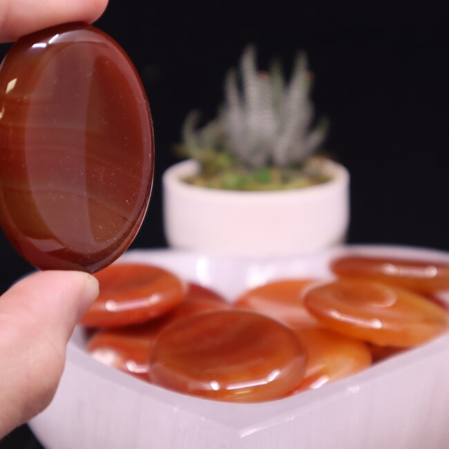 Banded Carnelian Worry (Thumb Fidget Relaxation Pocket) Stones - Large Oval