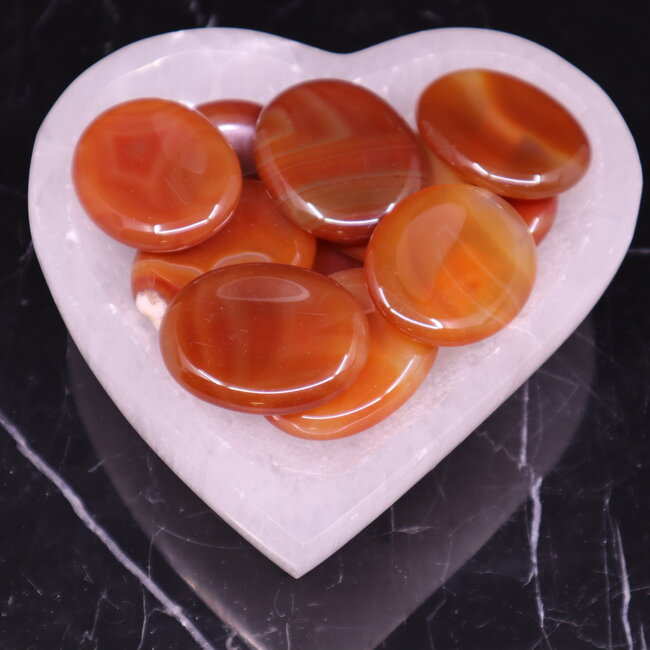 Banded Carnelian Worry (Thumb Fidget Relaxation Pocket) Stones - Large Oval