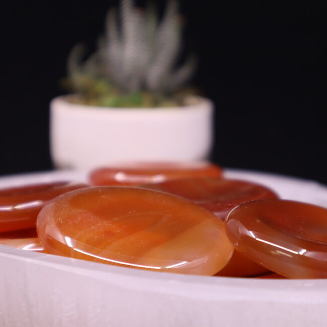 Banded Carnelian Worry (Thumb Fidget Relaxation Pocket) Stones - Large Oval