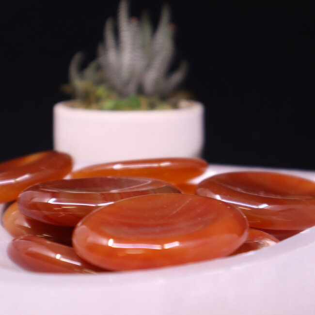 Banded Carnelian Worry (Thumb Fidget Relaxation Pocket) Stones - Large Oval