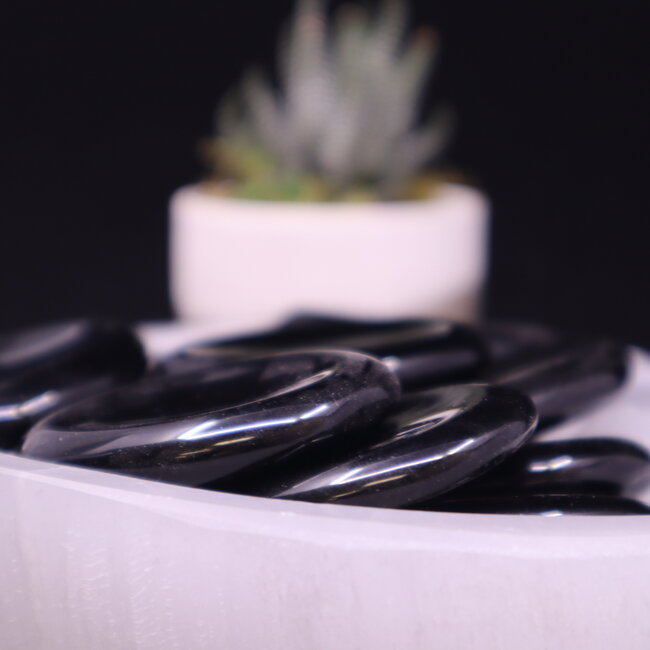 Black Obsidian Worry (Thumb Fidget Relaxation Pocket)  Stones - Large Oval