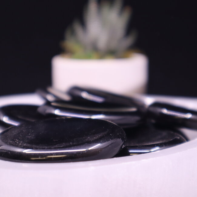 Black Obsidian Worry (Thumb Fidget Relaxation Pocket)  Stones - Large Oval