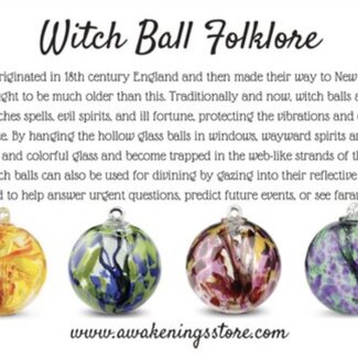 Teal and Yellow Specula Spirit Friendship Gazing Watch Wizard Kugel Witch Balls - Small 4"x 4"