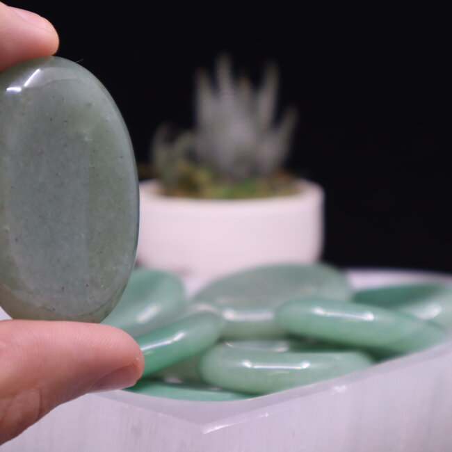 Green Aventurine Worry (Thumb Fidget Relaxation Pocket) Stones - Large Oval