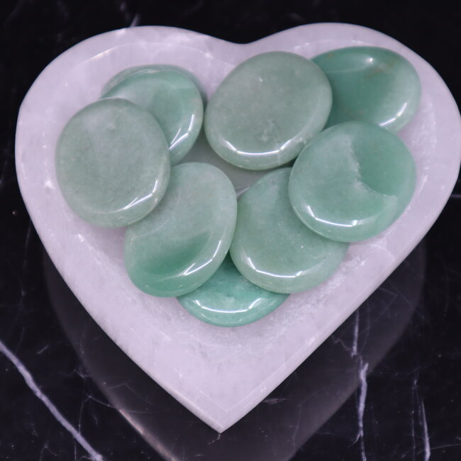 Green Aventurine Worry (Thumb Fidget Relaxation Pocket) Stones - Large Oval