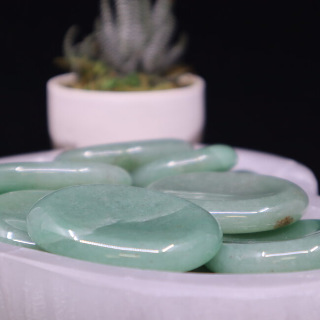 Green Aventurine Worry (Thumb Fidget Relaxation Pocket) Stones - Large Oval