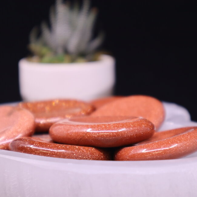 Gold Sandstone (Goldstone) Sand Stone Worry (Thumb Fidget Relaxation Pocket) Stones - Large Oval