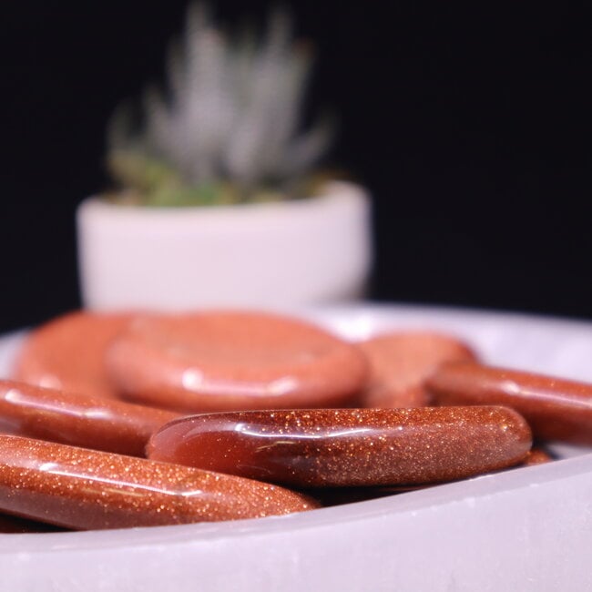 Gold Sandstone (Goldstone) Sand Stone Worry (Thumb Fidget Relaxation Pocket) Stones - Large Oval