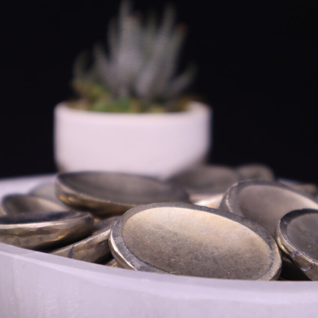 Pyrite with Black Magnetite Worry (Thumb Fidget Relaxation Pocket) Stones - Medium Oval