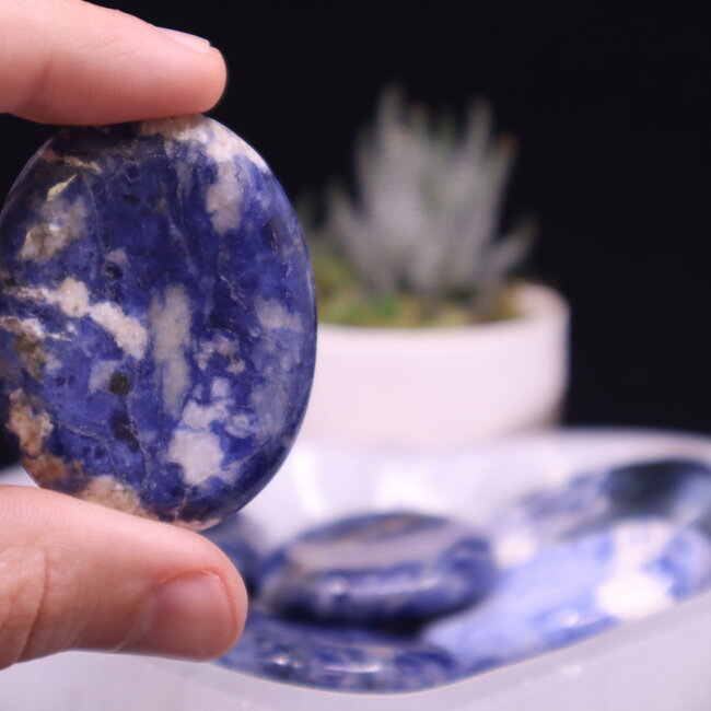 Sodalite Worry (Thumb Fidget Relaxation Pocket) Stones - Large Oval