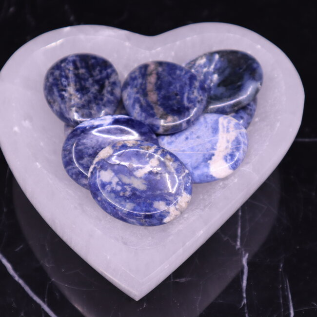 Sodalite Worry (Thumb Fidget Relaxation Pocket) Stones - Large Oval