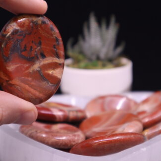 Red Jasper Worry (Thumb Fidget Relaxation Pocket) Stones - Large Oval