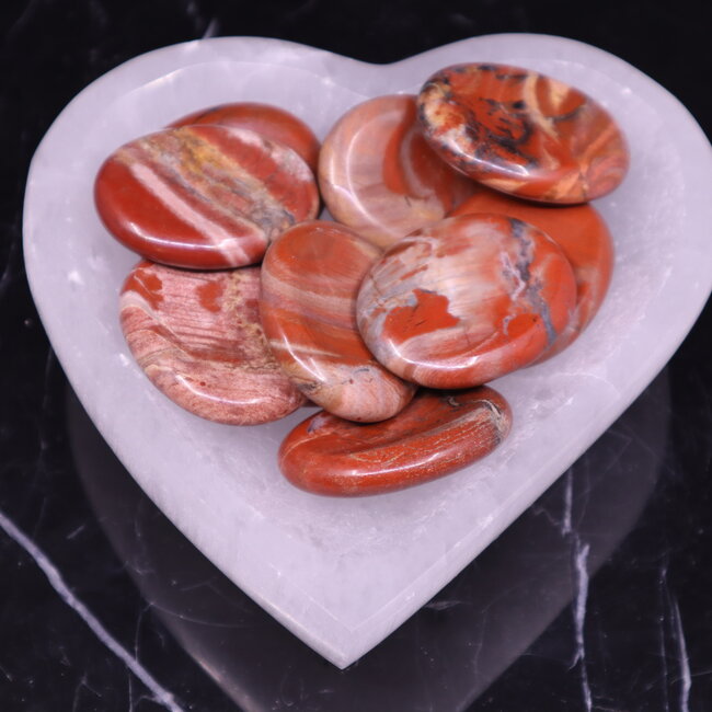 Red Jasper Worry (Thumb Fidget Relaxation Pocket) Stones - Large Oval