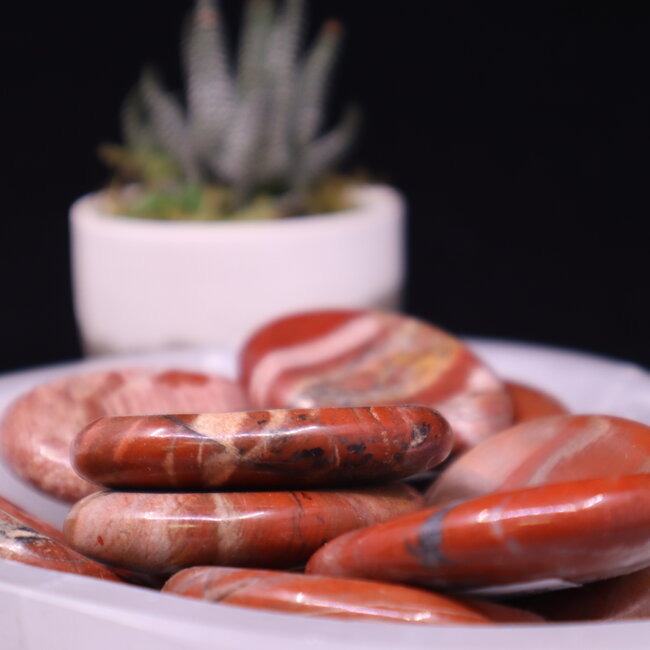 Red Jasper Worry (Thumb Fidget Relaxation Pocket) Stones - Large Oval