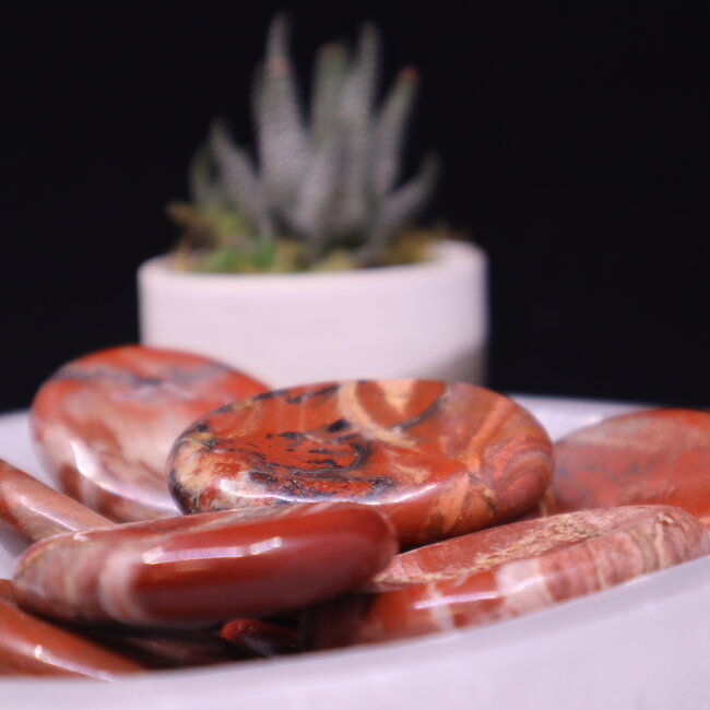 Red Jasper Worry (Thumb Fidget Relaxation Pocket) Stones - Large Oval