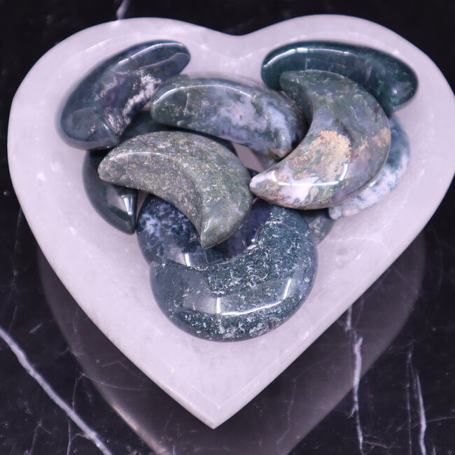Moss Agate Moon - Large (2")