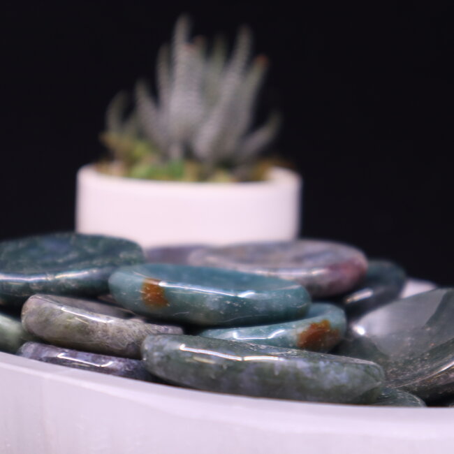 Moss Agate Worry (Thumb Fidget Relaxation Pocket) Stones  - Medium Oval