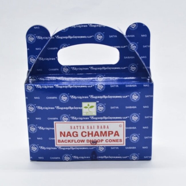 Nag Champa Backflow Reverse Flow Incense Cones - 24 Cones in Box - Satya