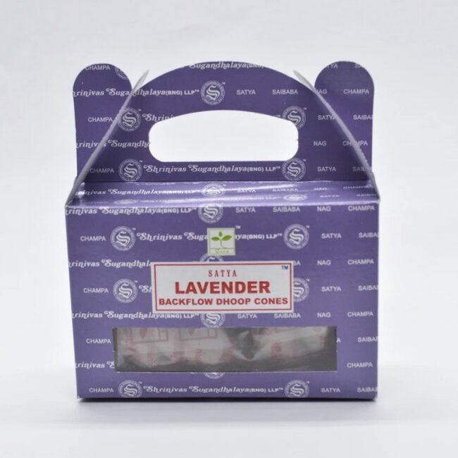 Lavender Backflow Reverse Flow Incense Cones - 24 Cones in Box - Satya