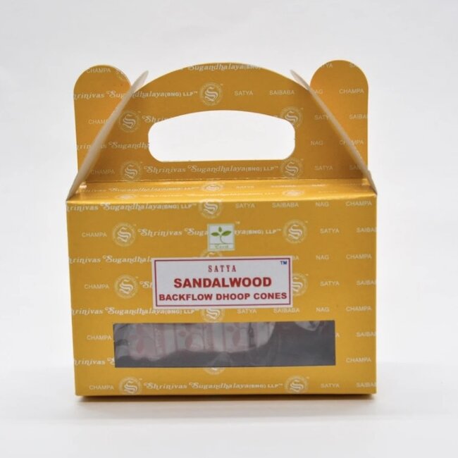 Sandalwood Backflow Reverse Flow Incense Cones - 24 Cones in Box - Satya