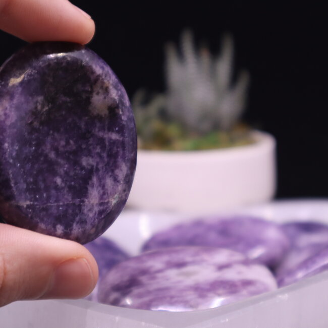 Lepidolite Worry (Thumb Fidget Relaxation Pocket) Stones - Large Oval