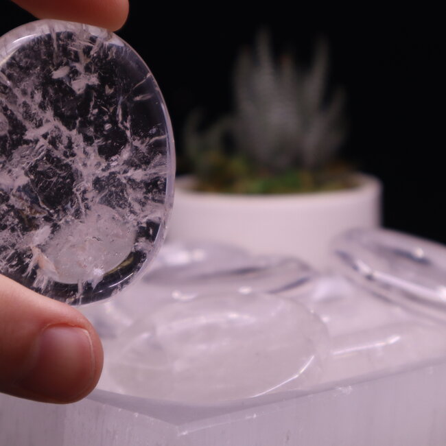 Clear (Crystal) Quartz Worry (Thumb Fidget Relaxation Pocket) Stones - Large Oval