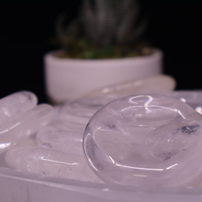 Clear (Crystal) Quartz Worry (Thumb Fidget Relaxation Pocket) Stones - Large Oval