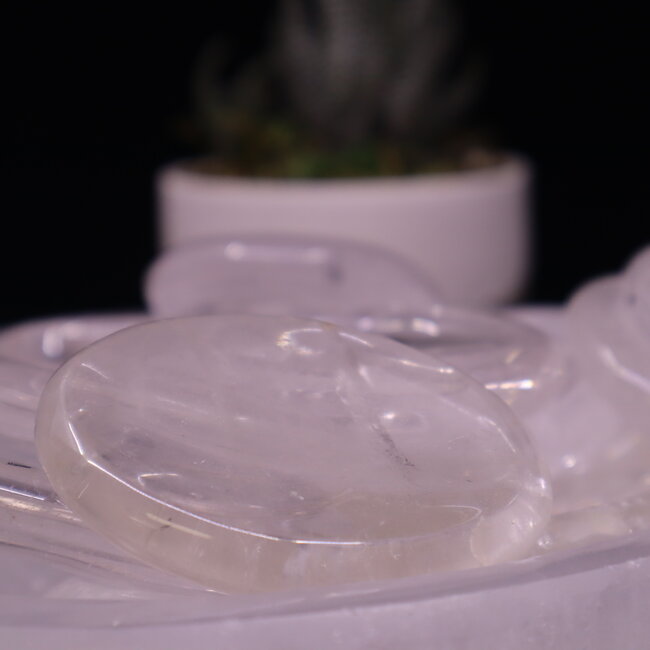 Clear (Crystal) Quartz Worry (Thumb Fidget Relaxation Pocket) Stones - Large Oval