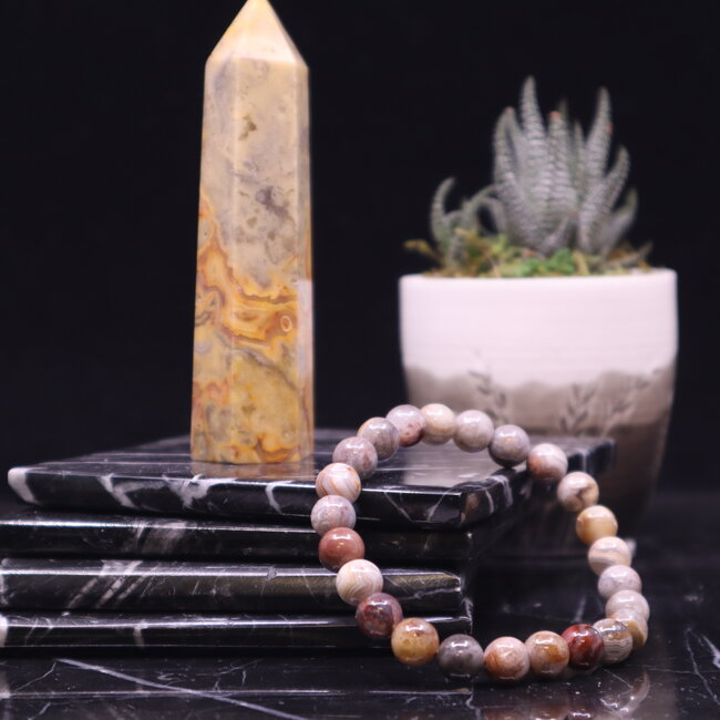 Laguna Lace Agate Bracelets - 8mm