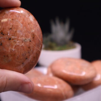 Peach Moonstone Palm Pillow Stones - Large Gallett