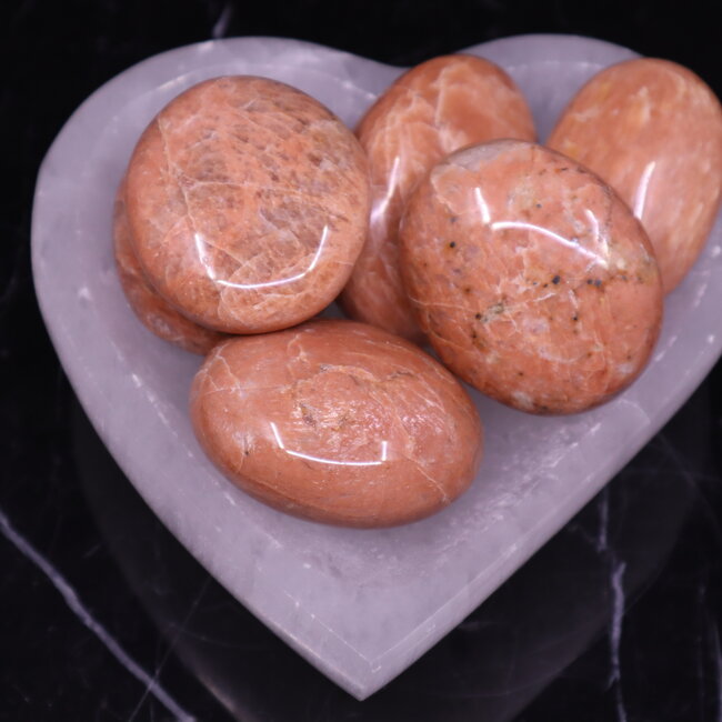 Peach Moonstone Palm Pillow Stones - Large Gallett