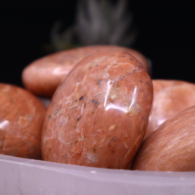 Peach Moonstone Palm Pillow Stones - Large Gallett