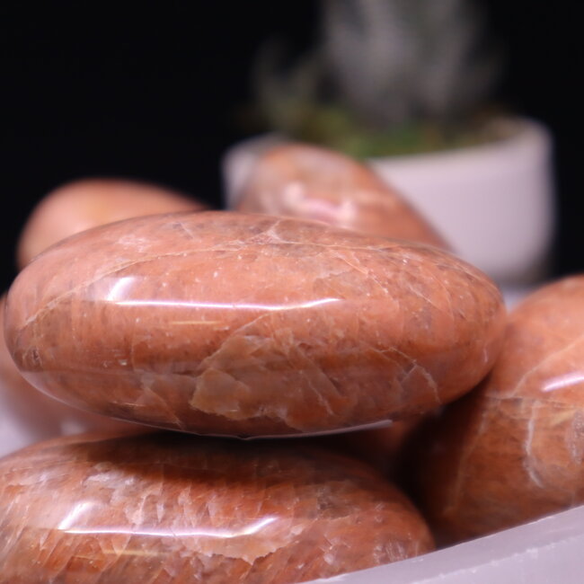 Peach Moonstone Palm Pillow Stones - Large Gallett