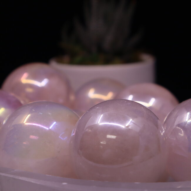 Aura Rose Quartz Sphere Orb - (35-40mm)