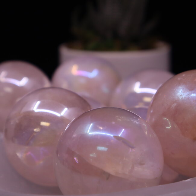 Aura Rose Quartz Sphere Orb - (35-40mm)