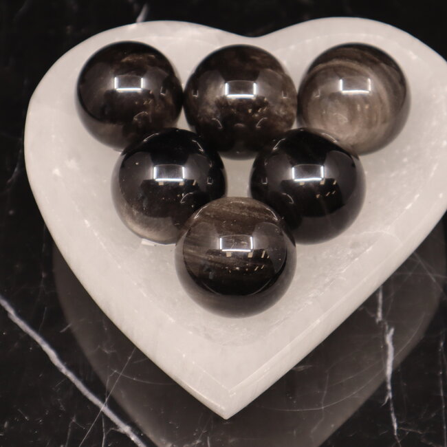 Silversheen (Silver Sheen) Obsidian Sphere Orb - 25mm