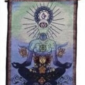 Tapestry Banner Wall Hanging - Chakra Man Blue