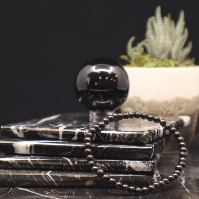 Jet (Lignite) Bracelets - 4mm Mini