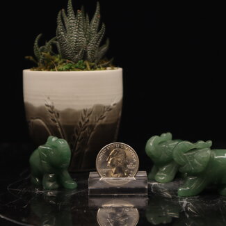 Green Aventurine Elephants - Small 1" Carving Animal Figurine