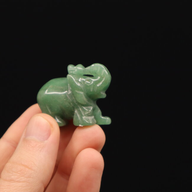 Green Aventurine Elephants - Small 1" Carving Animal Figurine