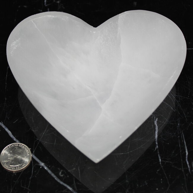 Selenite (Satin Spar Gypsum) Heart Charging Bowl - Large 5.5" Dish